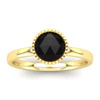 1 Carat Rose Cut Black Diamond Solitaire Engagement Ring In 14 Karat Yellow Gold
