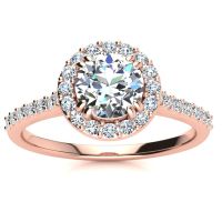 1 Carat Perfect Halo Diamond Engagement Ring In 14K 14 Karat Rose Gold