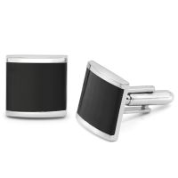 Octavious SS Black Onyx Square Cuff Links