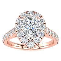 1 Carat Pear Halo Diamond Engagement Ring in 14k Rose Gold