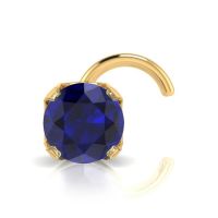 0.015ct 1.5mm Sapphire Stud Nose Ring In 14K Yellow Gold
