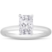1 Carat Radiant Cut Diamond Solitaire Ring In 14K White Gold (K-L, I1)