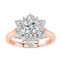 2/3 Carat Round Shape Halo Diamond Engagement Ring In 14K Rose Gold