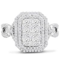1 3/4 Carat Pave Diamond Engagement Ring In 14K White Gold