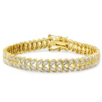 8 INCH--1 Carat Diamond Petal Bracelet In Yellow Gold Overlay, Extremely Flexible, LIMITED QUANTITY