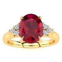 3 Carat Oval Shape Ruby and Diamond Ring In 14K Yellow Gold