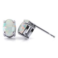 2 Carat Opal Stud Earrings In Sterling Silver