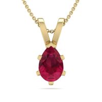 1/2 Carat Pear Shape Ruby Necklace In 14K Yellow Gold Over Sterling Silver, 18 Inches