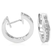 1/4ct Huggy Hoop Diamond Earrings in 10k White Gold