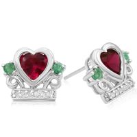 Irish Inspired Created Ruby & Emerald Earrings in 10k White Gold