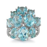 Huge 8ct Blue Topaz Ring in 10k White Gold