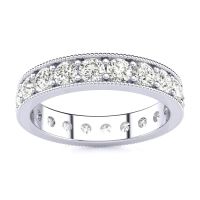 14k 1ct Milgrain Prong Channel Eternity Band, Ring Sizes 4 to 9 1/2