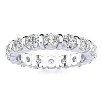 2ct Rounded Bar Set Diamond Eternity Band in 14k WG, H-I | SI2-I1, 4-9.5