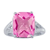 6ct Pink Topaz and Diamond Ring in 10k White Gold