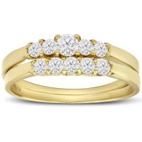 1/2ct Diamond Bridal Set With .12ct Center Diamond in 14k Yellow Gold