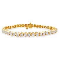 3ct Round Based Diamond Tennis Bracelet in 14k Yellow Gold