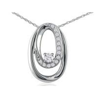 1/5ct Oval Diamond Pendant in 14k White Gold