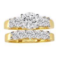 2ct Diamond Bridal Set With 3/4ct Center Diamond in 14k Yellow Gold