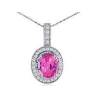 1/2ct Pink Topaz and Diamond Pendant in 14k White Gold