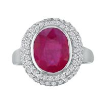 4ct Ruby and Diamond Ring in 14k White Gold