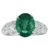 1 1/2ct Emerald and Diamond Ring in 14k White Gold. Beautiful Emerald