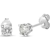 White gold 1 carrot diamond stud earrings