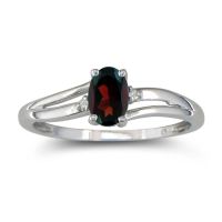 .60ct Oval Garnet and Diamond Ring in 10k White Gold