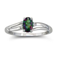 .60ct Oval Mystic Topaz and Diamond Ring in 10k White Gold