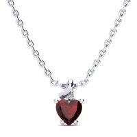 1/2ct Garnet and Diamond Heart Pendant in 10k White Gold