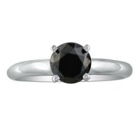 2ct Black Diamond Solitaire Ring in 14k White Gold