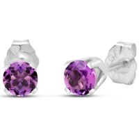 .50ct Amethyst Stud Earrings in 14k White Gold