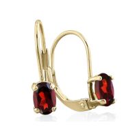 1.20ct Oval Garnet Solitaire Leverback Earrings in 14k Yellow Gold
