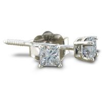 1/3ct Princess Diamond Stud Earrings in 14k White