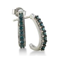 BLUE DIAMOND HOOP EARRINGS