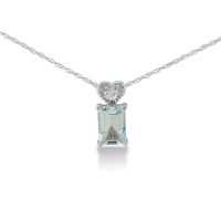 1ct Aquamarine and Diamond Pendant in 10k White Gold