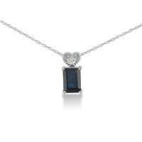 1ct Sapphire and Diamond Pendant in 10k White Gold