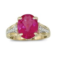 4ct Ruby and Diamond Ring in 10k Yellow Gold