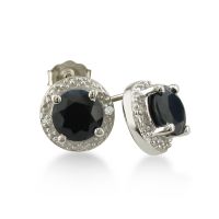 2ct Sapphire Diamond Halo Earrings