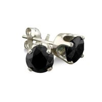 1ct Black Diamond Stud Earrings in Yellow Gold