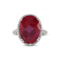 11ct Rough Cut Ruby and Diamond Ring in Sterling Silver