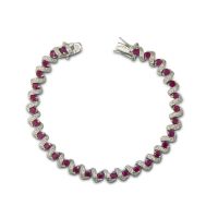 5ct Ruby and Diamond Bracelet in Sterling Silver