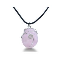 HUGE Pink Natural Agate Pendant on Black Leather Cord