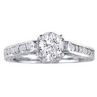 7/8ct Cathedral Diamond Engagement Ring in 14k White Gold