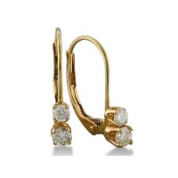 1/4ct 2 Diamond Leverback Earrings, 14k Yellow Gold
