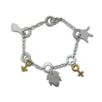 8 Inch Hippy Chic Women's Stainless Steel and Gold Chain Bracelet