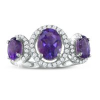 Large Over 2ct Amethyst and Diamond Ring in Sterling Silver
