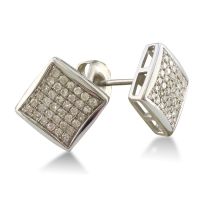 1/3ct Square Diamond Earrings in Sterling Silver
