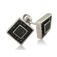 1/4ct Black Diamond Square Stud Earrings in Sterling Silver