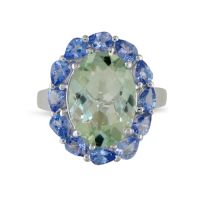 Green Amethyst and Tanzanite Ring