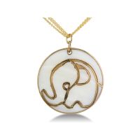 Mother Of Pearl Elephant Pendant with Yellow Gold Overlay